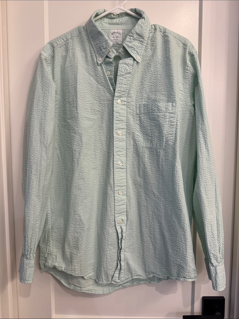 Brooks Brothers Pale Mint Seersucker Button-Down Shirt